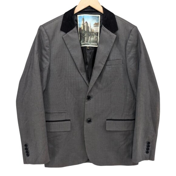 7 For All Mankind Inner City Blazer Mens Grey Houndstooth 2 Button Jacket Size M - Picture 1 of 10
